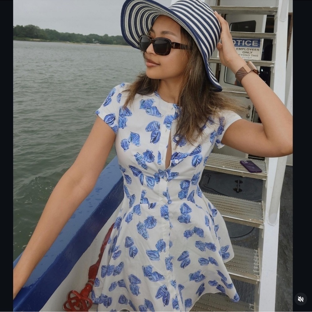 Zara shell printed short cotton dress